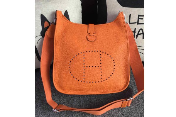 Replica Hermes Evelyne 28 Bag in Orange Togo Leather