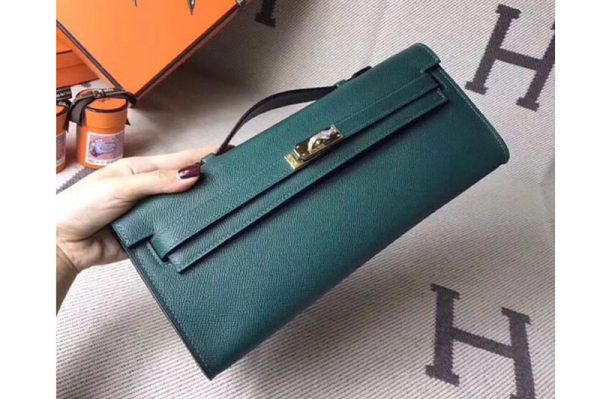 Replica Hermes Kelly Cut 31cm Clutch With Green Epsom Leather Full Handmade