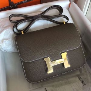 Replica Hermes Constance 19cm Bag Original Elephant Gray Epsom Leather With Gold