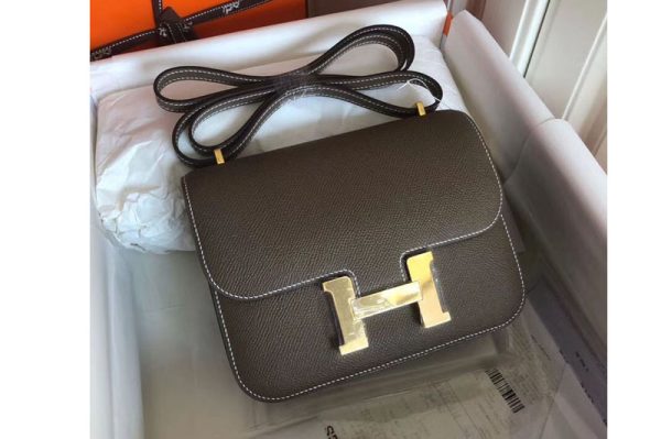 Replica Hermes Constance 19cm Bag Original Elephant Gray Epsom Leather With Gold