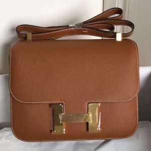 Replica Hermes Constance 24cm Bag Original Tan Epsom Leather With Gold