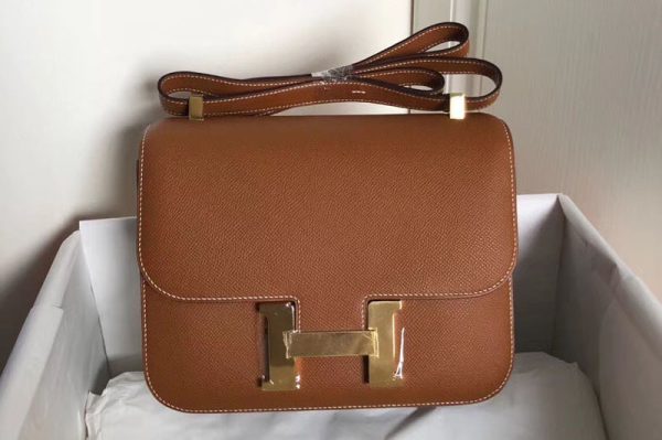 Replica Hermes Constance 24cm Bag Original Tan Epsom Leather With Gold