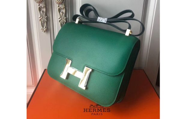 Replica Hermes Constance 24cm Bag Original Green Epsom Leather With Gold