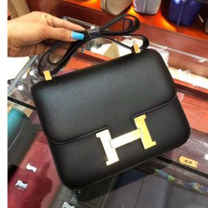 Replica Hermes Constance 24cm Bag Original Black Epsom Leather With Gold