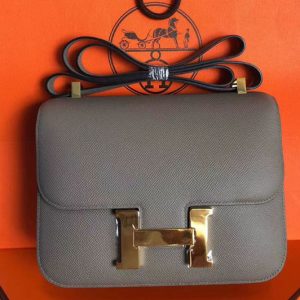 Replica Hermes Constance 24cm Bag Original Gray Epsom Leather With Gold