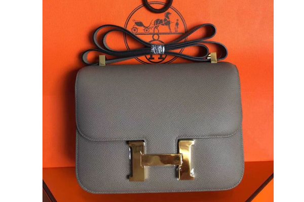 Replica Hermes Constance 24cm Bag Original Gray Epsom Leather With Gold