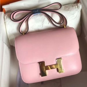 Replica Hermes Constance 19cm Bag Original Pink Swift Leather With Gold