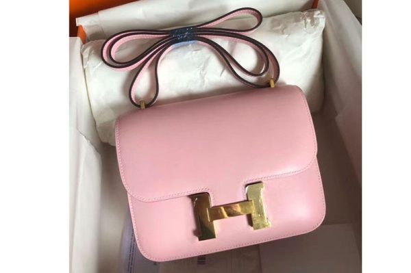 Replica Hermes Constance 19cm Bag Original Pink Swift Leather With Gold