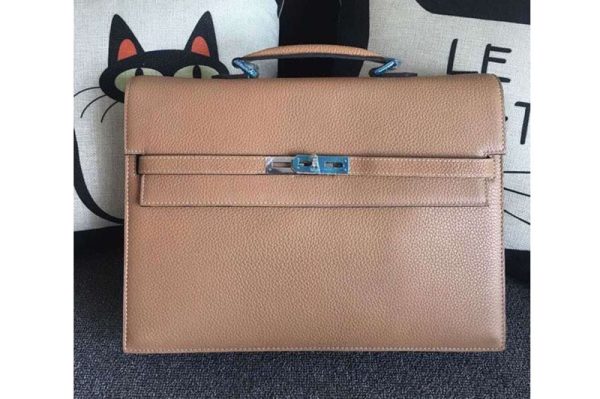 Replica Hermes Kelly Depeche 37mm Briefcase Bags Oiriginal Apricot Togo Leather