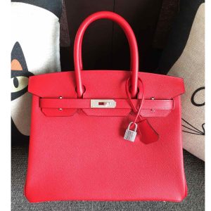 Replica Hermes Birkin 30 Tote Bags Full Handstitched in Red Epsom Leather