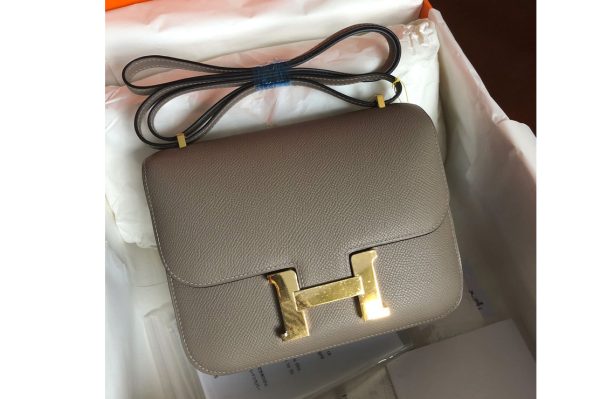 Replica Hermes constance 18 Bag in Khaki Epsom Leather with Gold Buckle