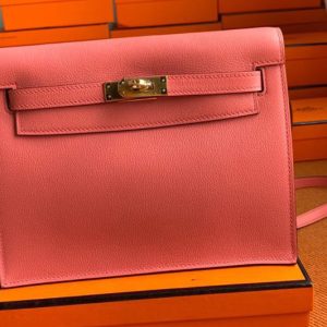 Replica Hermes Kelly Danse 22cm Bag in Red Evercolor Leather with Gold Buckle