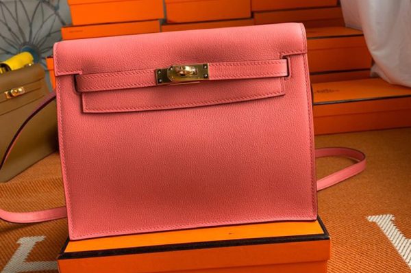 Replica Hermes Kelly Danse 22cm Bag in Red Evercolor Leather with Gold Buckle