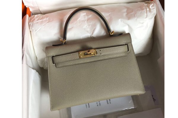 Replica Hermes Mini Kelly 19cm Bag Full Handmade in Green Epsom Leather With Gold Buckle