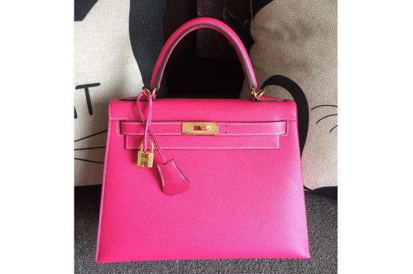 Replica Hermes Kelly 28 Bag in Peach Epsom Leather