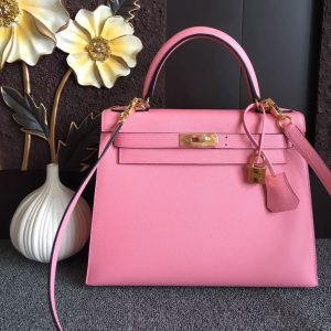 Replica Hermes Kelly 28 Bag in Pink Epsom Leather With Gold