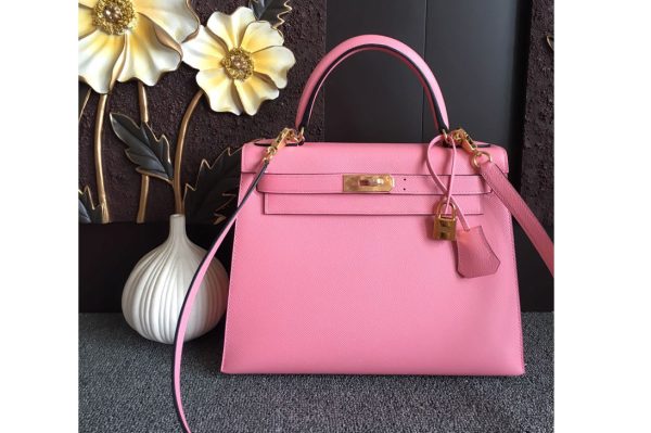 Replica Hermes Kelly 28 Bag in Pink Epsom Leather With Gold