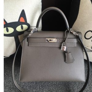 Replica Hermes Kelly 28 Bag in Grey Epsom Leather