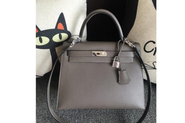 Replica Hermes Kelly 28 Bag in Grey Epsom Leather