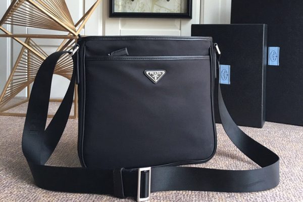 Replica Prada VA0797 Tessuto Messenger Bag in Black Nylon