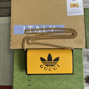 Replica adidas x Gucci 621892 wallet with chain in Orange/Black leather