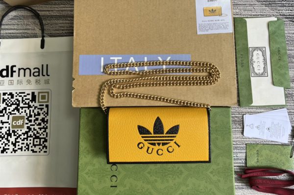 Replica adidas x Gucci 621892 wallet with chain in Orange/Black leather