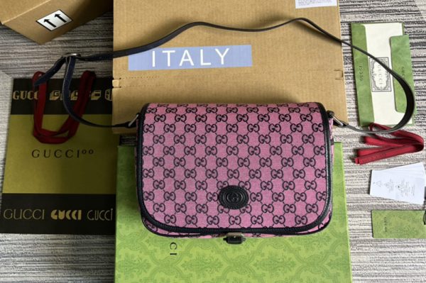 Replica Gucci 664143 Children's Monogram GG messenger bag in Pink Supreme canvas