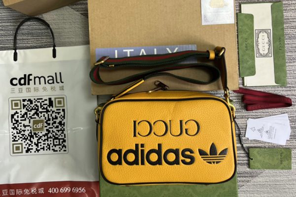 Replica adidas x Gucci 702427 small shoulder bag in Yellow leather