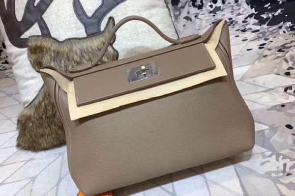 Replica Hermes Kellyw 24cm Bags Original Gray Togo Leather Full Handmade