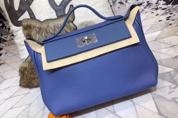 Replica Hermes Kellyw 24cm Bags Original Blue Togo Leather Full Handmade