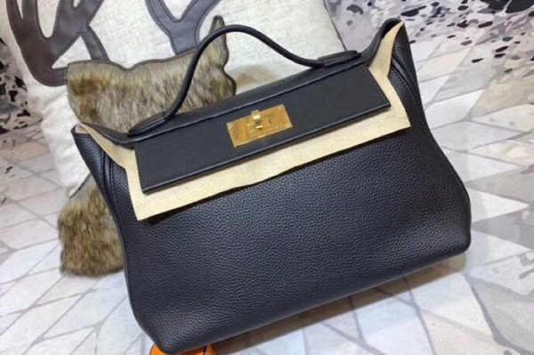 Replica Hermes Kellyw 24cm Original Black Togo Leather Bags Full Handmade