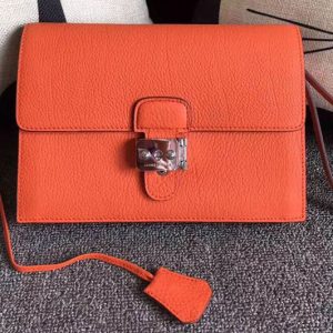 Replica Mens Hermes 24cm Clutch Bag Oiriginal Orange Swift Leather