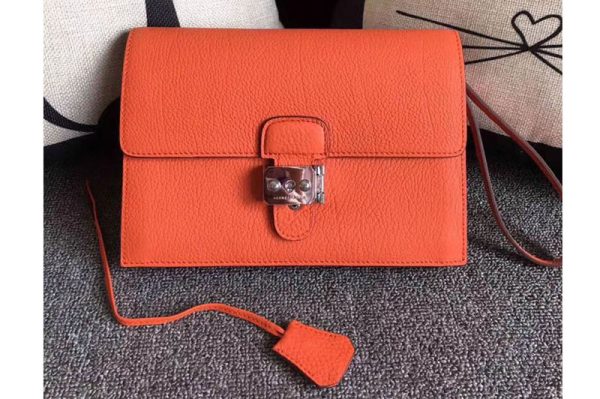 Replica Mens Hermes 24cm Clutch Bag Oiriginal Orange Swift Leather