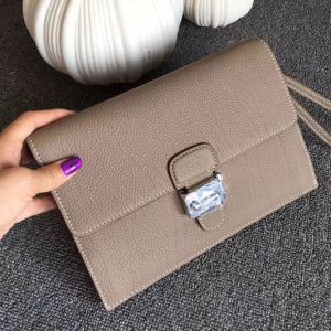 Replica Mens Hermes 24cm Clutch Bag Oiriginal Gray Swift Leather