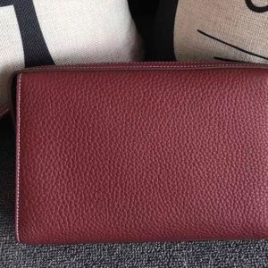 Replica Mens Hermes 24cm Clutch Bags Oiriginal Wine Swift Leather