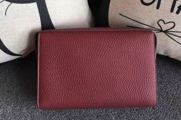 Replica Mens Hermes 24cm Clutch Bags Oiriginal Wine Swift Leather