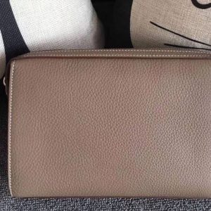 Replica Mens Hermes 24cm Clutch Bags Oiriginal Gray Swift Leather