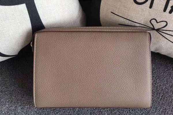 Replica Mens Hermes 24cm Clutch Bags Oiriginal Gray Swift Leather