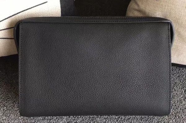 Replica Mens Hermes 24cm Clutch Bags Oiriginal Black Swift Leather