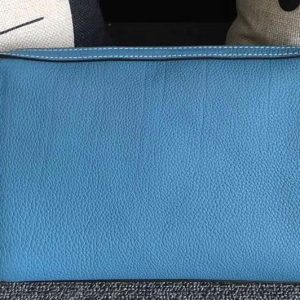 Replica Mens Hermes 24cm Clutch Bag Oiriginal Blue Swift Leather