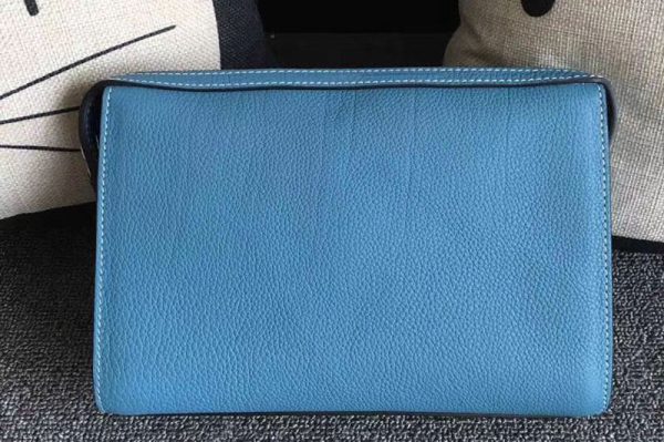 Replica Mens Hermes 24cm Clutch Bag Oiriginal Blue Swift Leather