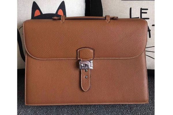 Replica Mens Hermes 38cm Briefcases Bags Oiriginal Togo Tan Leather