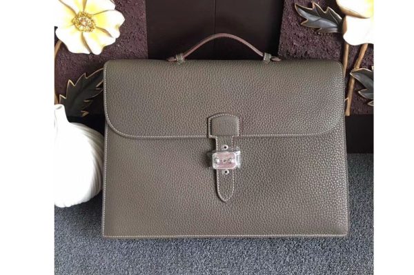 Replica Mens Hermes Sac a Depeches 38cm Briefcases Bags Oiriginal Gray Togo Leather