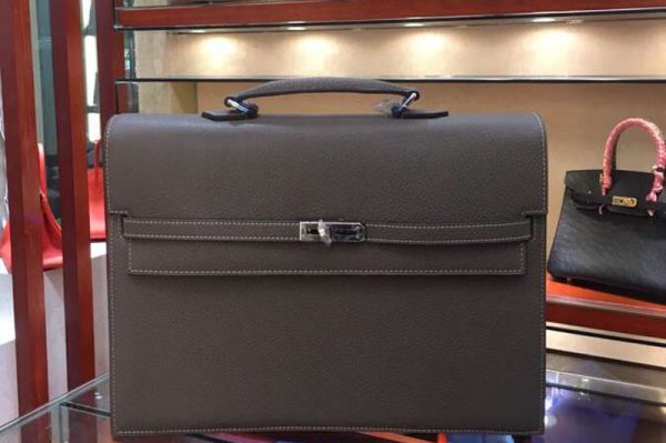 Replica Hermes Kelly Depeche 37mm Briefcase Bags Oiriginal Gray Togo Leather