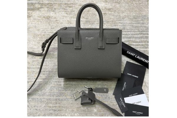 Replica Saint Laurent 392035 YSL CLASSIC SAC DE JOUR NANO bag IN Gray GRAINED LEATHER