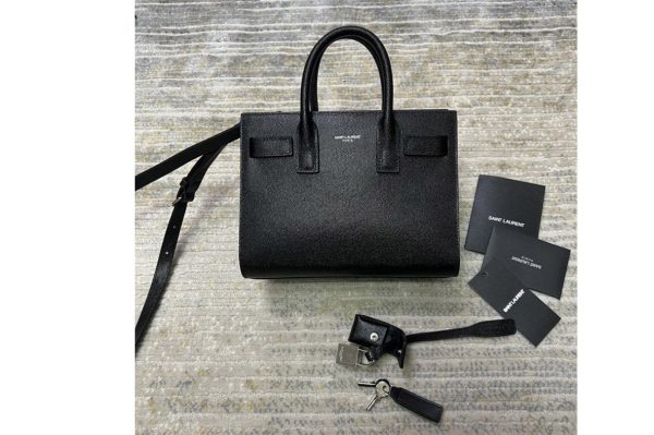 Replica Saint Laurent 392035 YSL CLASSIC SAC DE JOUR NANO bag IN Black GRAINED LEATHER