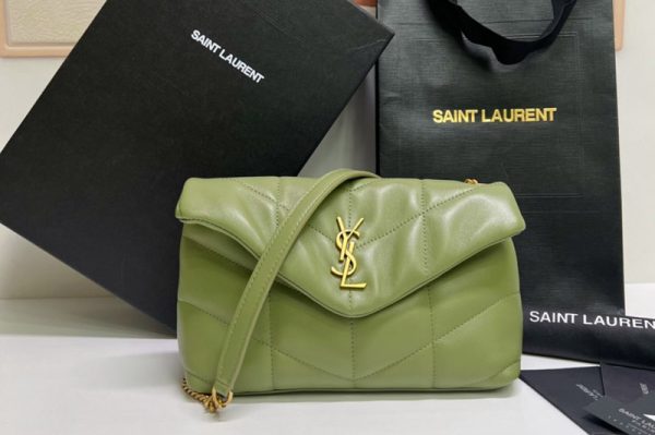 Replica Saint Laurent 620333 YSL Puffer Mini Bag in Green Quilted Lambskin Leather