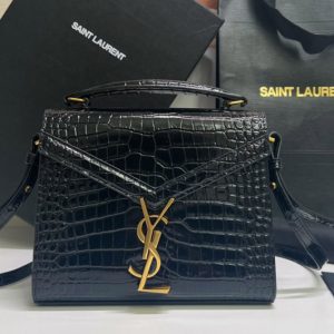 Replica Saint Laurent 623930 YSL CASSANDRA MINI TOP HANDLE BAG IN Black CROCODILE-EMBOSSED LEATHER