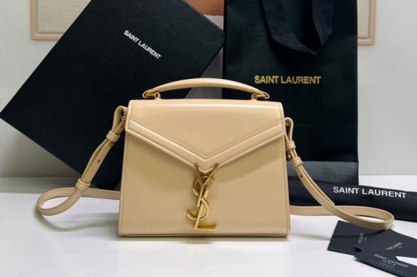 Replica Saint Laurent 623930 YSL CASSANDRA MINI TOP HANDLE BAG IN Beige GRAIN DE POUDRE EMBOSSED LEATHER