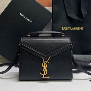 Replica Saint Laurent 623930 YSL CASSANDRA MINI TOP HANDLE BAG IN Black GRAIN DE POUDRE EMBOSSED LEATHER